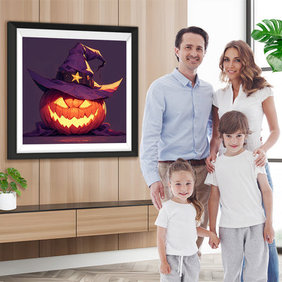 Halloween Kürbis Lampe mit Hut Diamond Painting