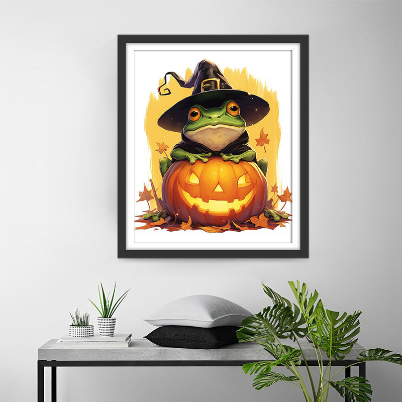 Halloween Kürbislampe und Frosch Diamond Painting