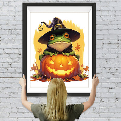 Halloween Kürbislampe und Frosch Diamond Painting