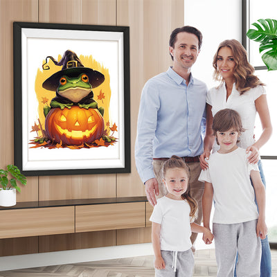 Halloween Kürbislampe und Frosch Diamond Painting