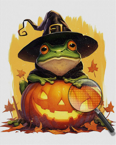 Halloween Kürbislampe und Frosch Diamond Painting