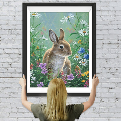 Hase in den Blumen Diamond Painting