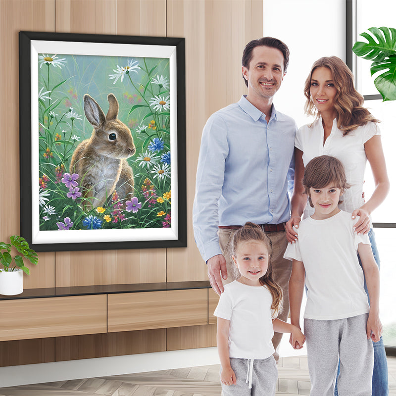 Hase in den Blumen Diamond Painting