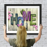 Haus, Schlüssel und Blumen Diamond Painting