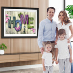 Haus, Schlüssel und Blumen Diamond Painting