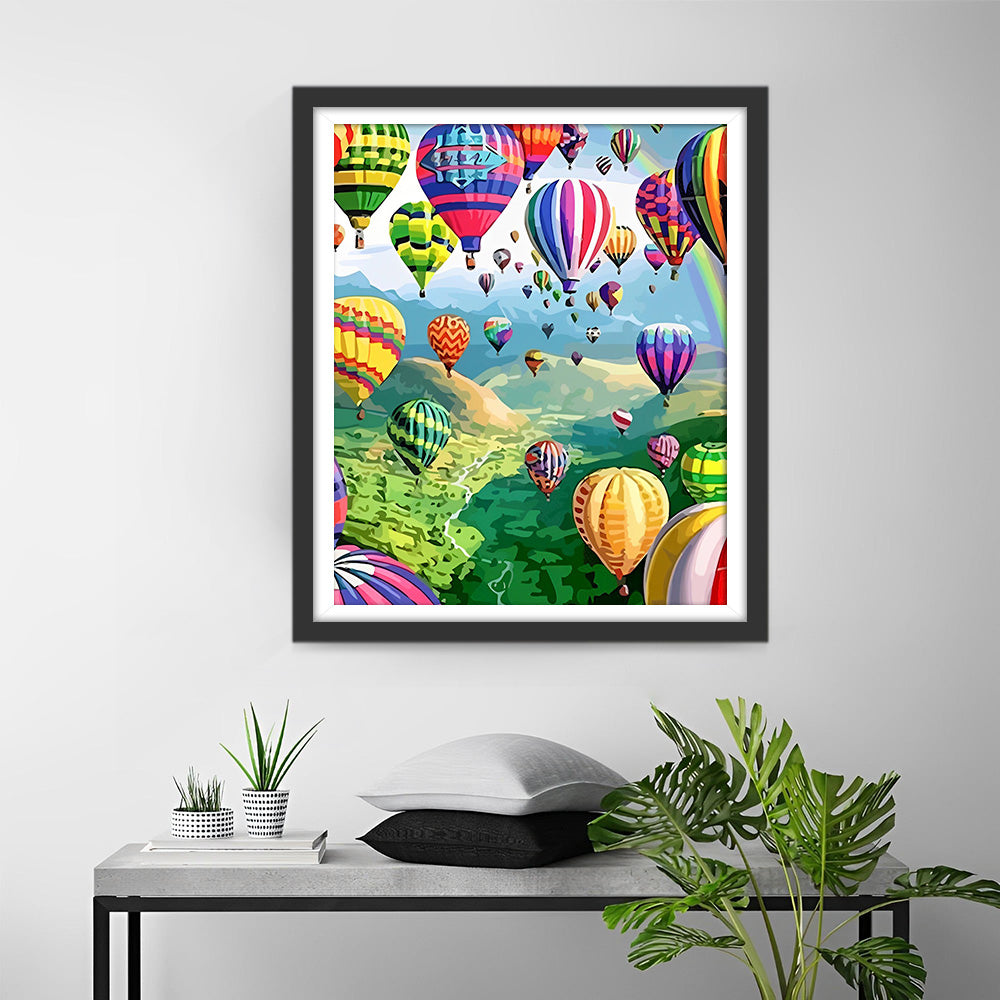 Heißluftballons über den Bergen Diamond Painting