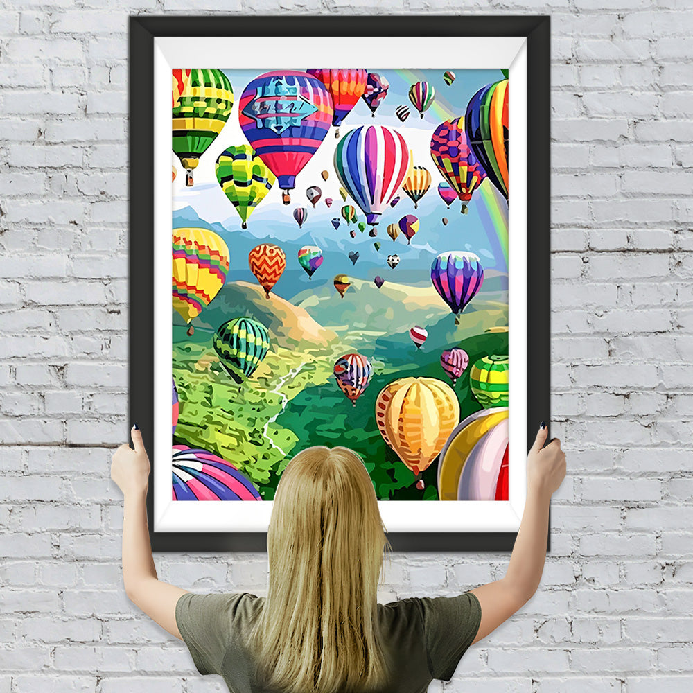 Heißluftballons über den Bergen Diamond Painting