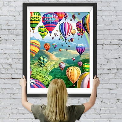 Heißluftballons über den Bergen Diamond Painting