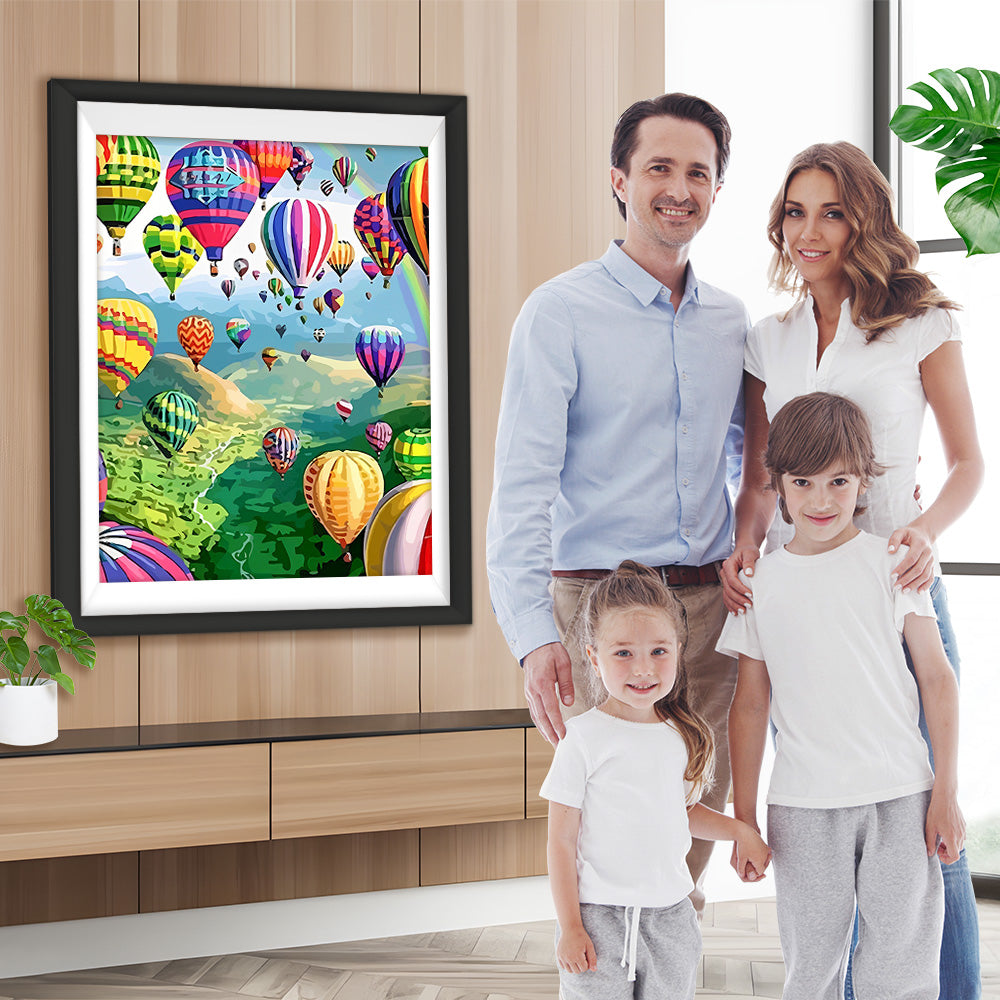 Heißluftballons über den Bergen Diamond Painting