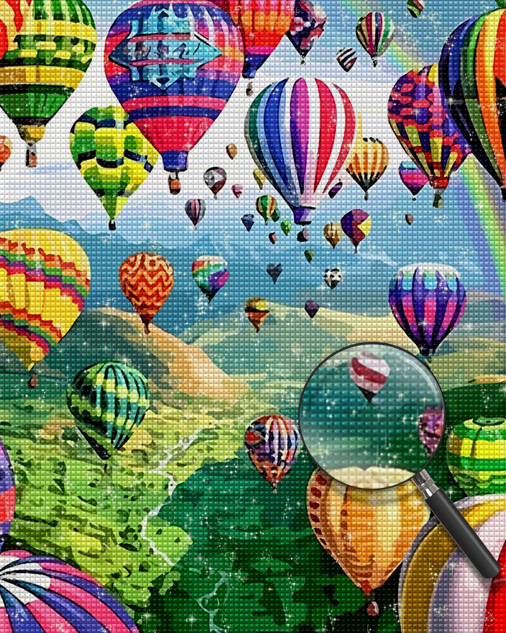 Heißluftballons über den Bergen Diamond Painting