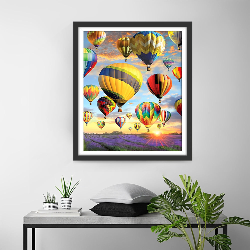 Heißluftballons über Lavendelfeldern Diamond Painting