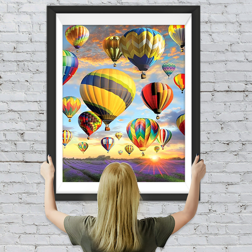 Heißluftballons über Lavendelfeldern Diamond Painting