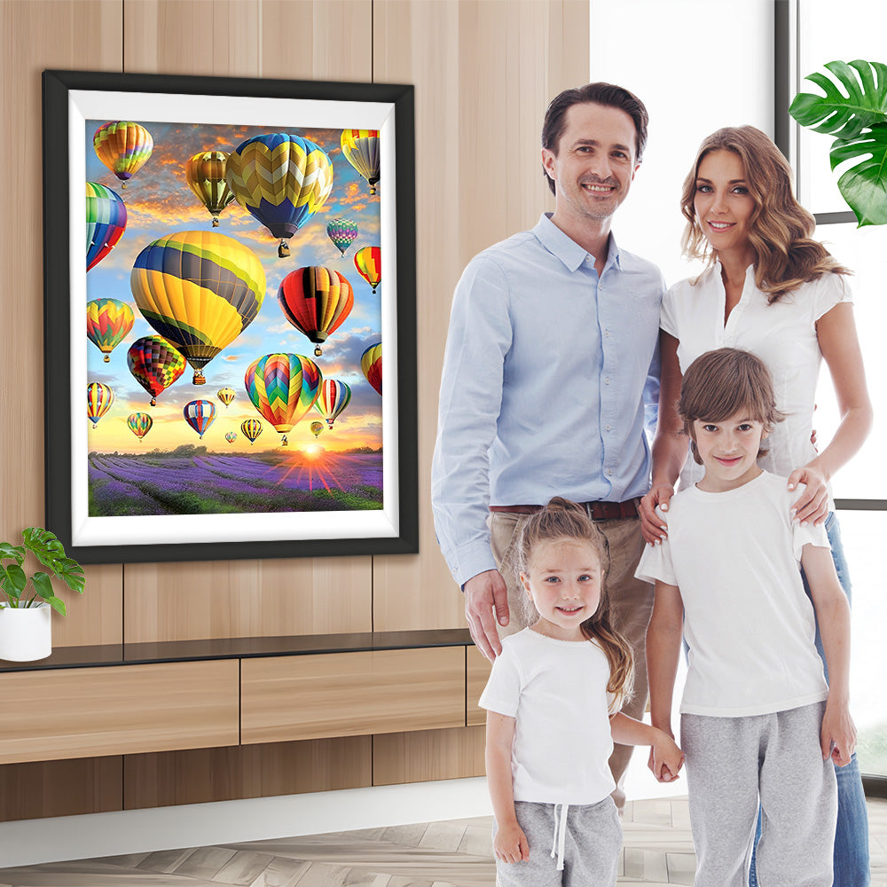 Heißluftballons über Lavendelfeldern Diamond Painting