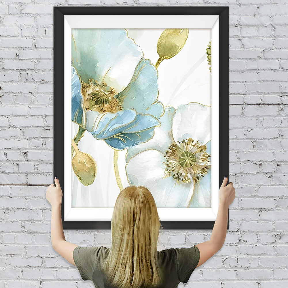 Hellblaue Mohnblumen und Knospen Diamond Painting