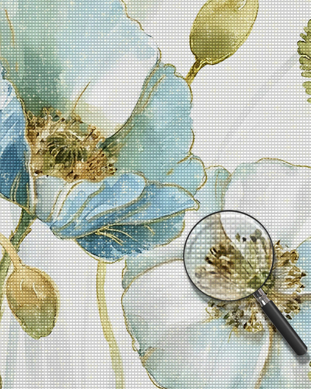 Hellblaue Mohnblumen und Knospen Diamond Painting