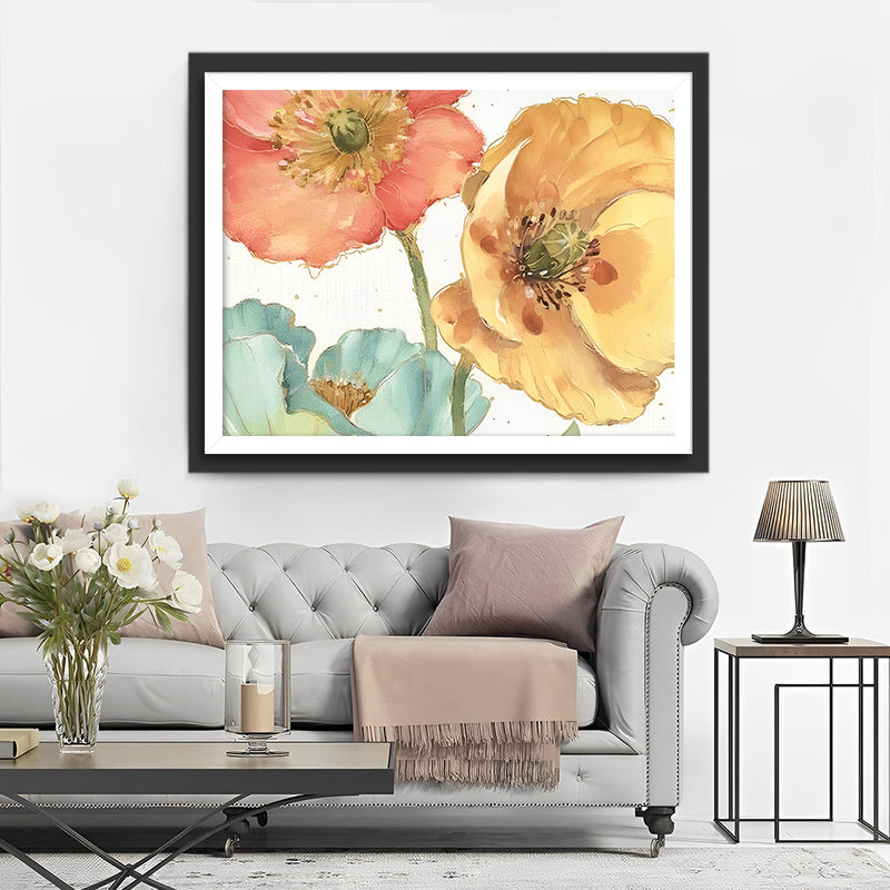 Helle Farbe Mohnblumen Diamond Painting