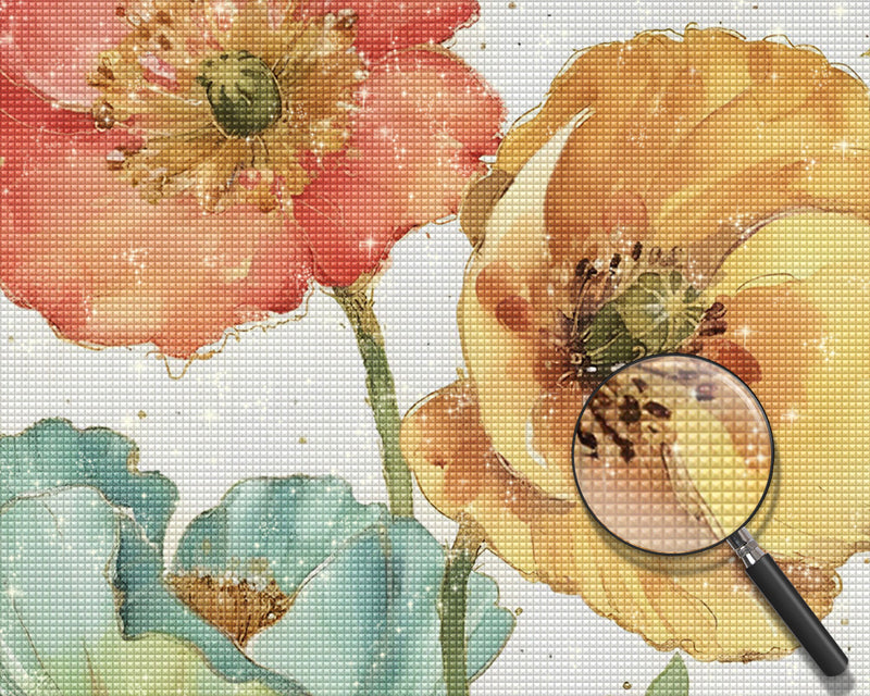 Helle Farbe Mohnblumen Diamond Painting
