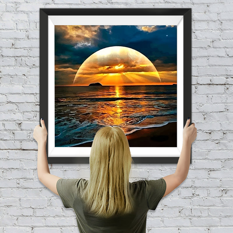 Heller Mond auf dem Meer Diamond Painting