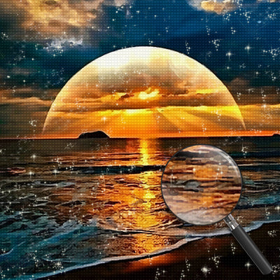 Heller Mond auf dem Meer Diamond Painting