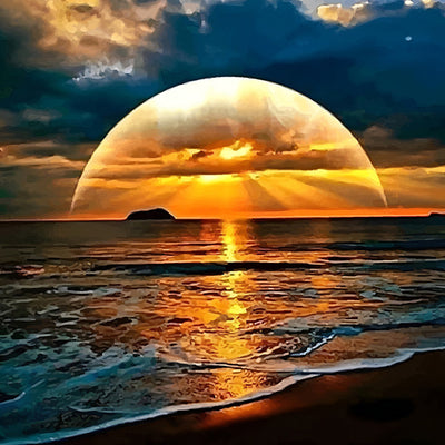 Heller Mond auf dem Meer Diamond Painting
