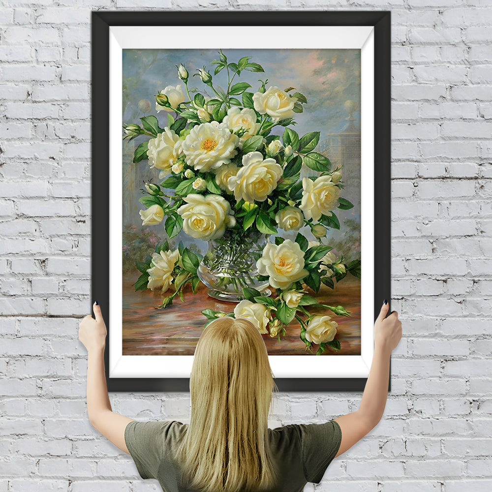 Hellgelbe Rosen Diamond Painting