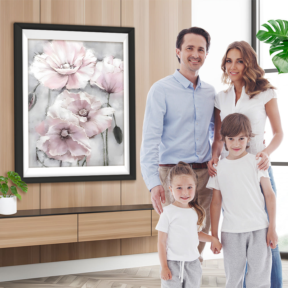 Hellrosa Mohnblumen und Knospen Diamond Painting