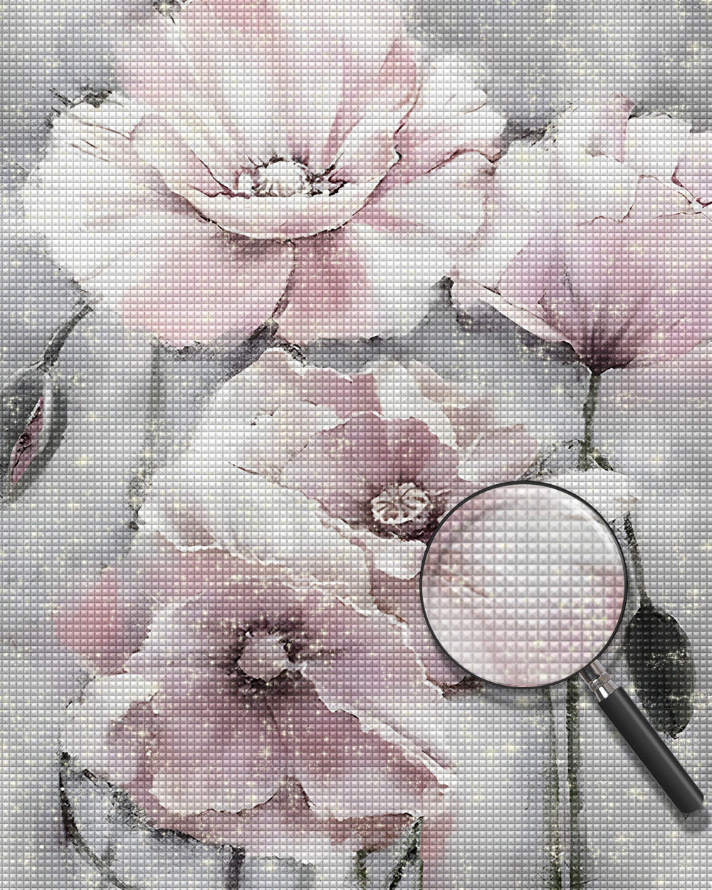 Hellrosa Mohnblumen und Knospen Diamond Painting