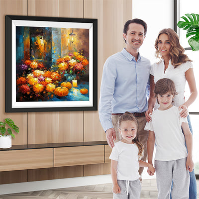 Herbstkürbisse und leidenschaftliche Blumen Diamond Painting