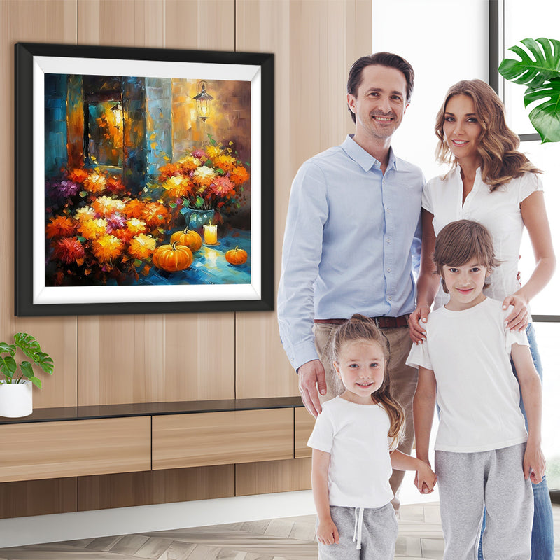 Herbstkürbisse und leidenschaftliche Blumen Diamond Painting