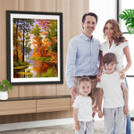 Herbstliche Ahornbäume am Fluss Diamond Painting