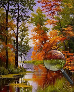 Herbstliche Ahornbäume am Fluss Diamond Painting
