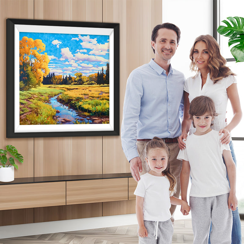 Herbstliche Felder unter blauem Himmel Diamond Painting