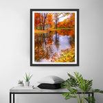 Herbstlicher Ahornwald und Reflexion Diamond Painting