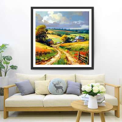Herbstliches Farmland und Cottage Diamond Painting