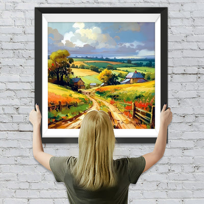 Herbstliches Farmland und Cottage Diamond Painting