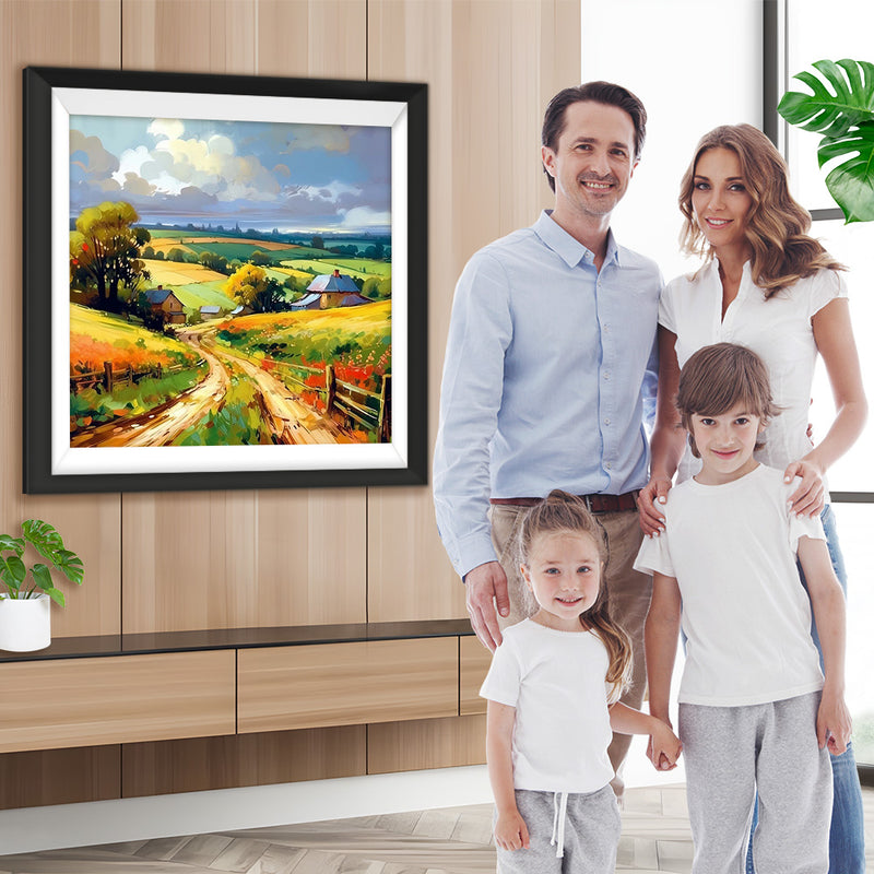 Herbstliches Farmland und Cottage Diamond Painting