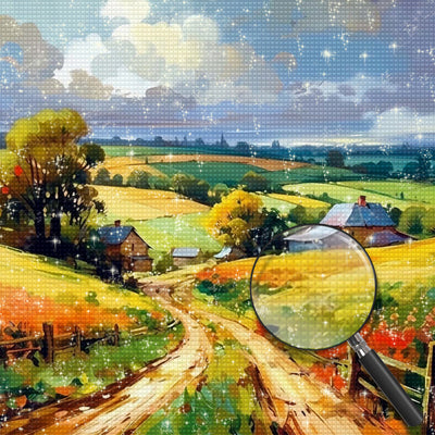 Herbstliches Farmland und Cottage Diamond Painting