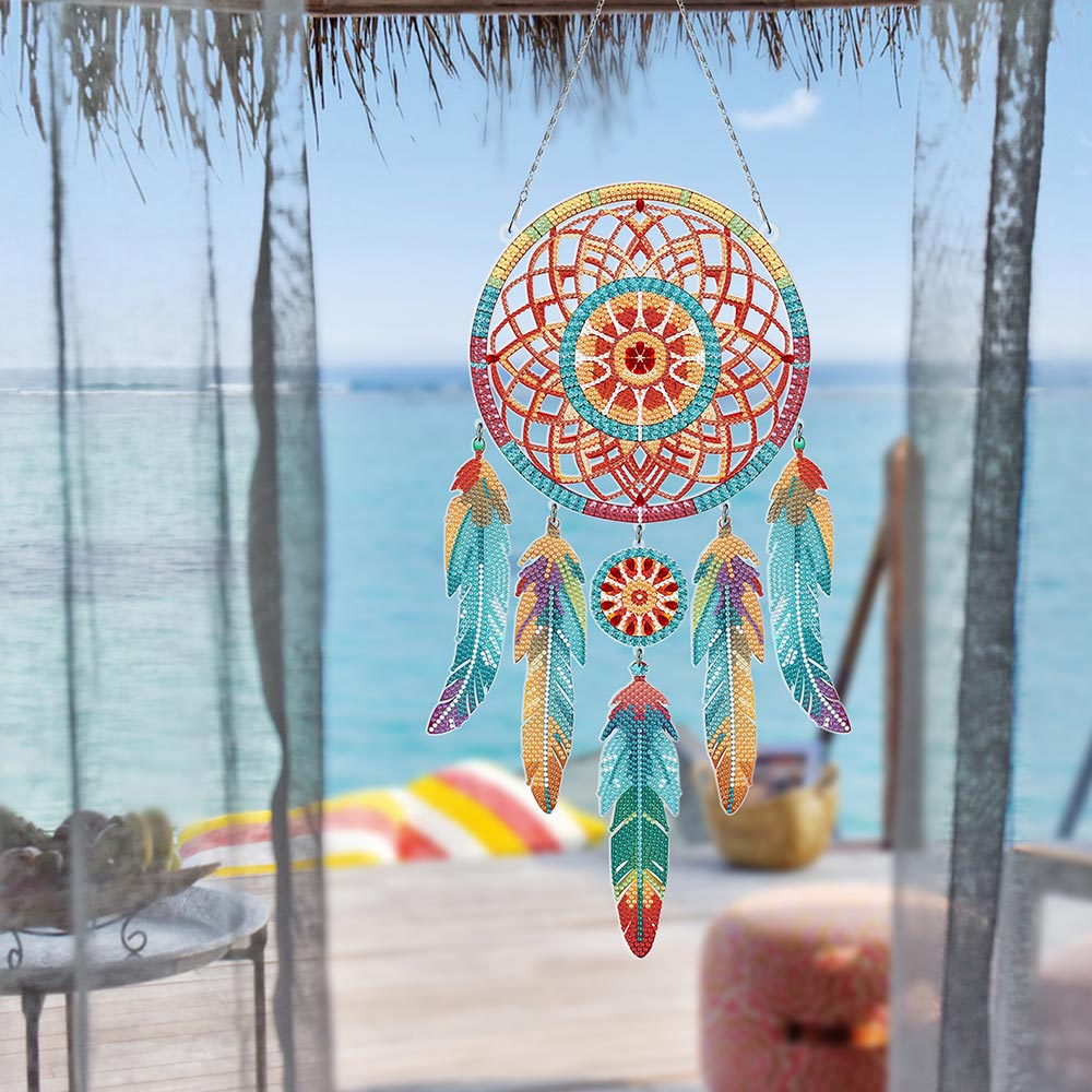 Herbstlotus-Mandala Traumfänger 2D flache Hängedekoration Diamond Painting Sets