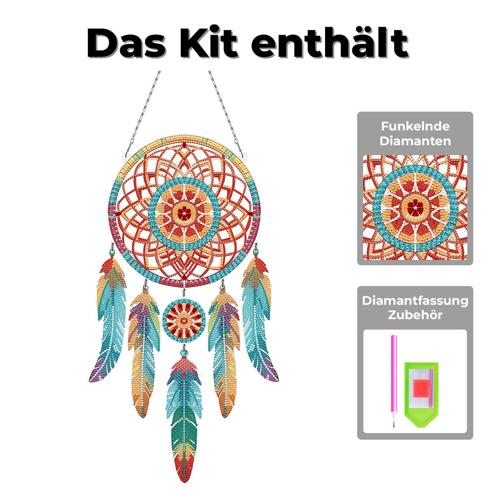 Herbstlotus-Mandala Traumfänger 2D flache Hängedekoration Diamond Painting Sets