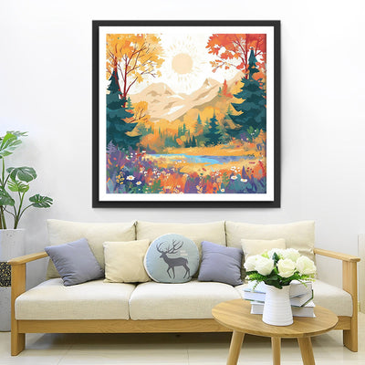 Herbstwald in den Bergen Diamond Painting