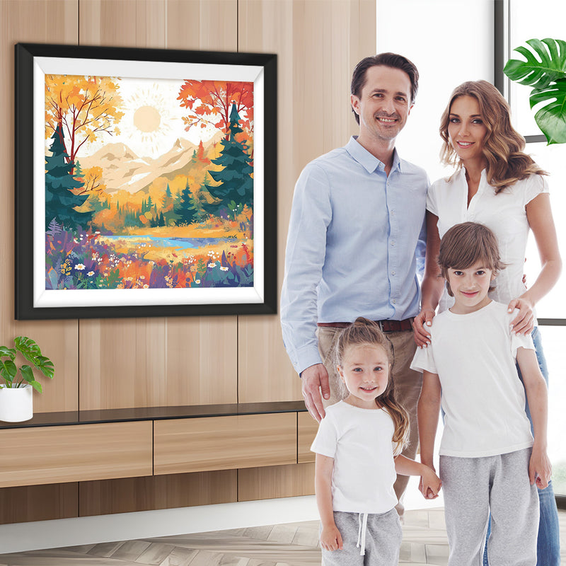Herbstwald in den Bergen Diamond Painting