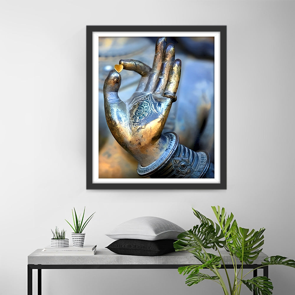 Herz in Buddhas Hand Statue Diamond Painting