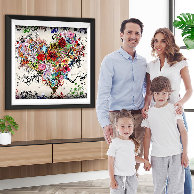 Herz mit Blumen dekoriert Diamond Painting