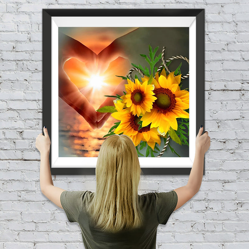 Herz und Sonnenblumen Diamond Painting