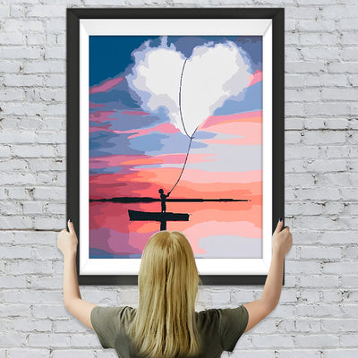 Herzförmige weiße Wolke Diamond Painting