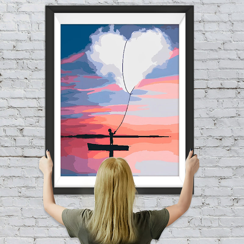 Herzförmige weiße Wolke Diamond Painting