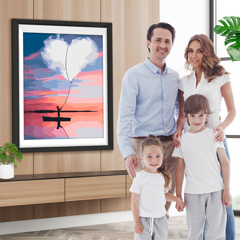 Herzförmige weiße Wolke Diamond Painting