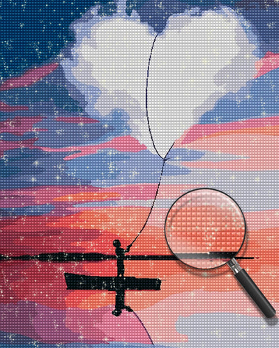 Herzförmige weiße Wolke Diamond Painting
