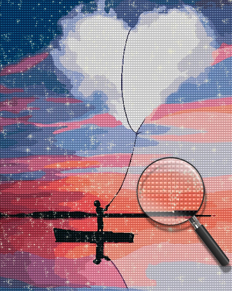 Herzförmige weiße Wolke Diamond Painting
