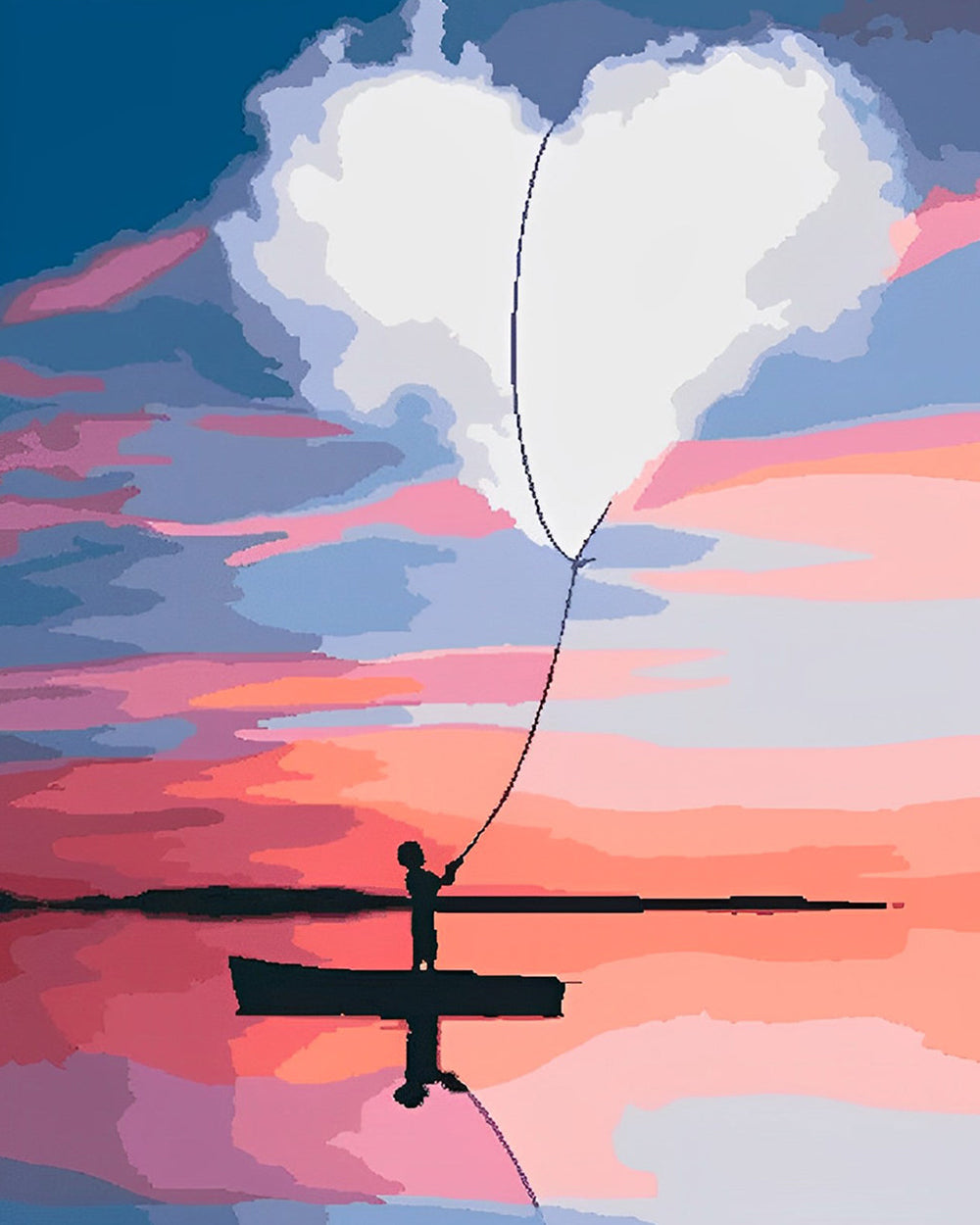 Herzförmige weiße Wolke Diamond Painting